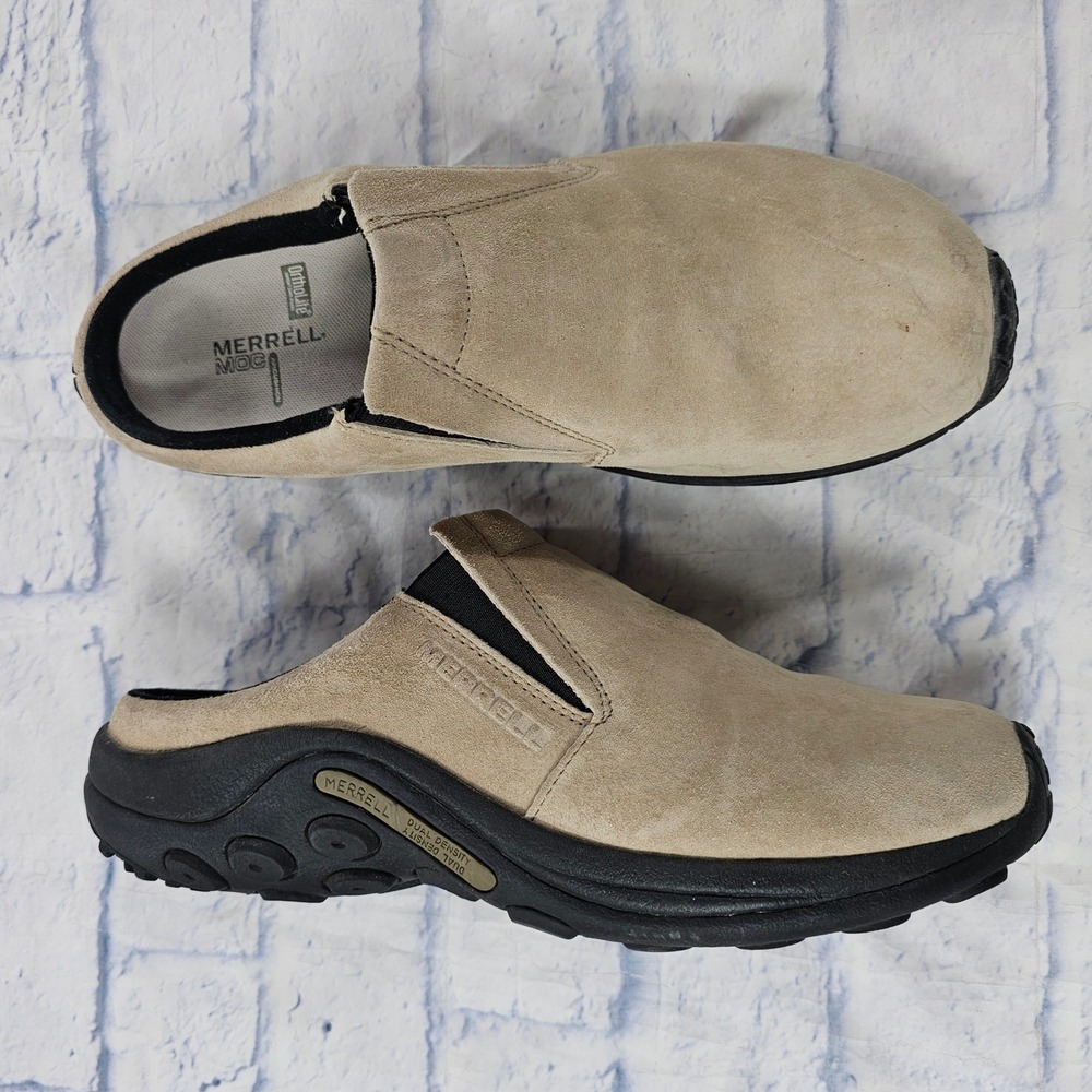 Merrell Jungle Moc Suede Mules Men 13 Tan Slip On Comfort Slides Clogs J60815